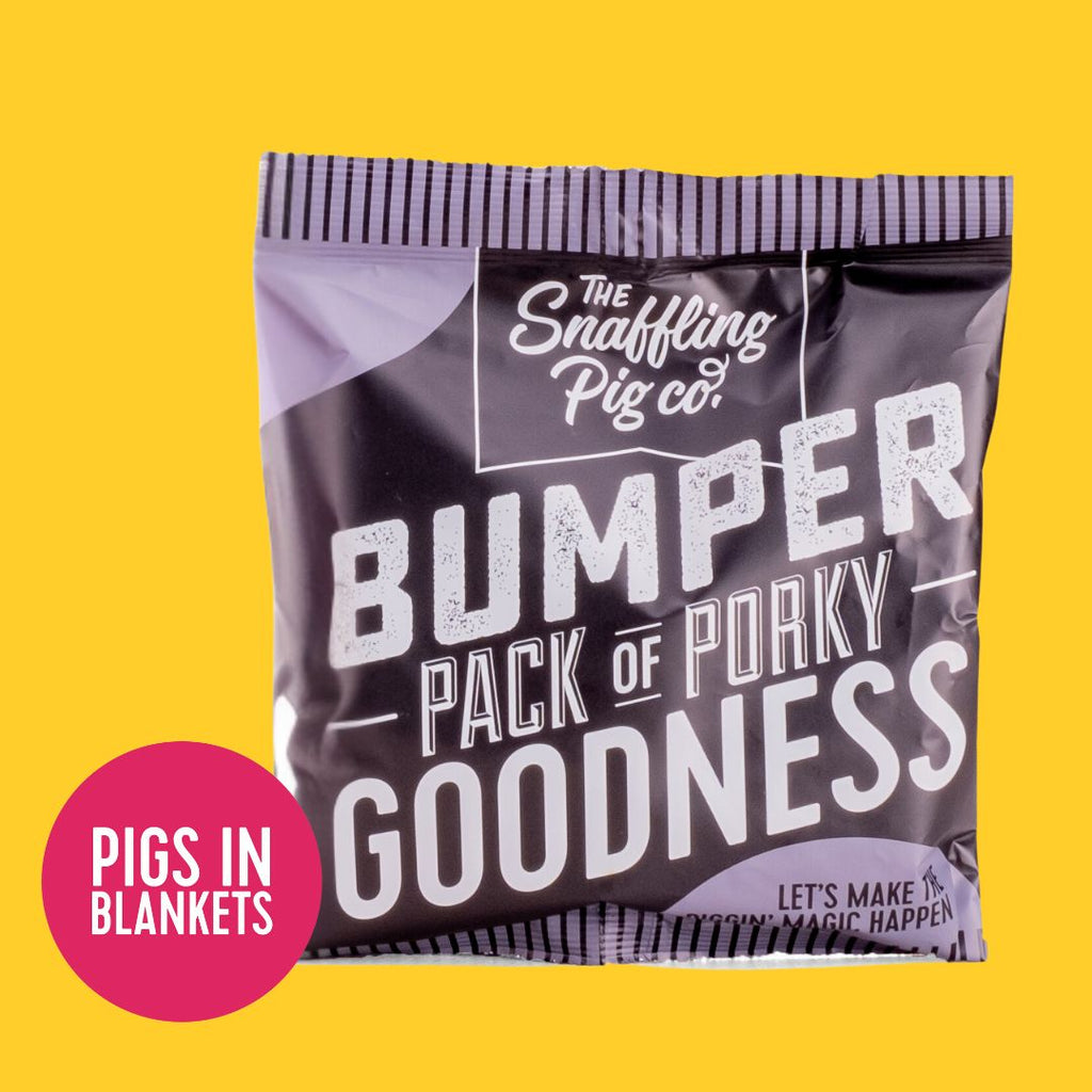 Pigs in Blankets Flavoured Pork Crackling Bumper Pack (95g) & Snaffling Pig