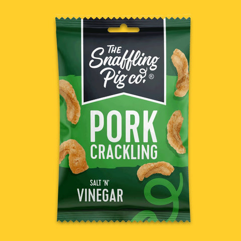 SALE: 12 x 40g Salt 'N' Vinegar Pork Crackling Packets (BEST BEFORE DATE 25/05/2024)