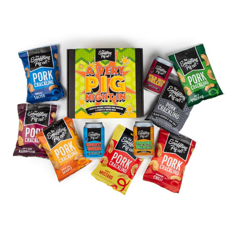 Very Pig Night In: Pork Crackling and Beer Gift Hamper Box
